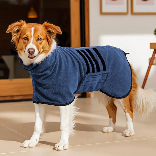 Microfibre Dog Bathrobe Towel Wrap Super Absorbent Dog Drying Coat Bath Robe for Puppy, Medium & Large Dogs, Fast Drying, Adjustable