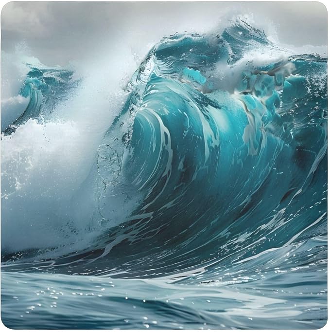 JIPONI Ocean Wave Makeup Bag, Self-Adhesive Magic Wrap Cloth, Portable Cosmetic Organizer, Camera Lens Protector, Travel Storage for Beauty Essentials, 21.7"x21.7"