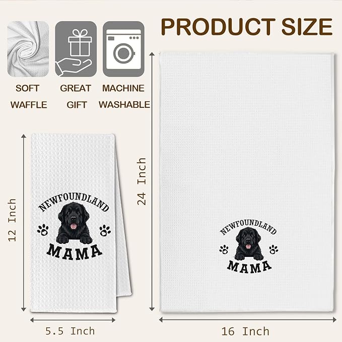 Newfoundland Kitchen Towels, Dog Mama Newfoundland Gifts for Women & Dogs Moms, Dog Lover Gifts Decorative Hand Towels for Bathroom, 16x24 Inch