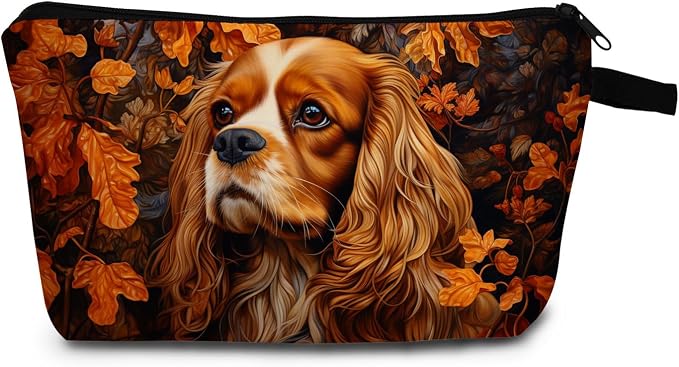 Cavalier King Charles Spaniel Makeup Bag for Women Travel Cosmetic Organizer Bag Teacher Appreciation Gifts Small Zipper Toiletry Bag