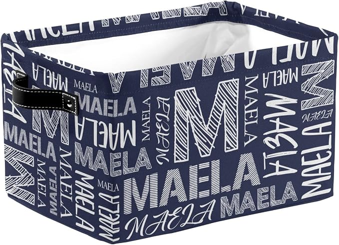 Foldable Personalized Storage Box for Boys Girls with Name Waterproof Kids Custom Storage Bin Baskets Cube Boxes Organizer with Handles for Organizing Shelf Closet, 1 Pack