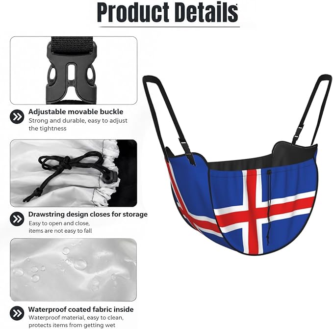Flag of Iceland Car Seat Organizer-Backseat Storage Bag for Travel | Waterproof Durable. Holds Snacks Gear Essentials. Fits Most Cars.