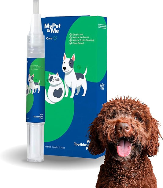 My Pet & Me Dog Teeth Cleaning Pen with Built-in Plant-Based Gel — Muzzleglow Vetality Brush Free Oral Gel - Freshens Breath, At-Home Dental Care Kit for Dogs & Cats