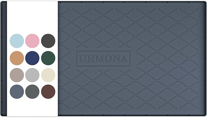 URMONA 40" x 22" Waterproof Silicone Mat in Multiple Sizes & Colors, Under Sink Mat for Kitchen & Bathroom, Pet Food Pad for Dogs & Cats, Kitchen Cabinet Liner, Multi-Purpose for Storage(Dark Grey)