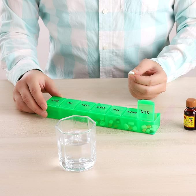 Pill Organizer Pink XL Extra Large Weekly ﻿ | Portable Medicine, Daily Pill Cases for Pills/Vitamin/Fish Oil/Supplements