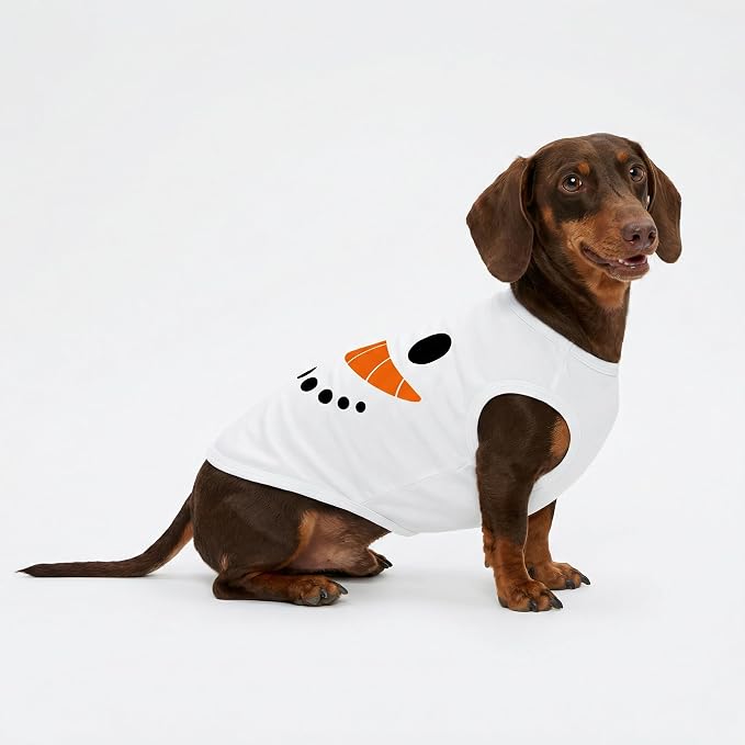 Fitwarm Snowman Dog Christmas Outfit, Holiday Dog Clothes for Small Dogs Boy Girl, Cute Pet Shirt, Black, White, Orange, Medium