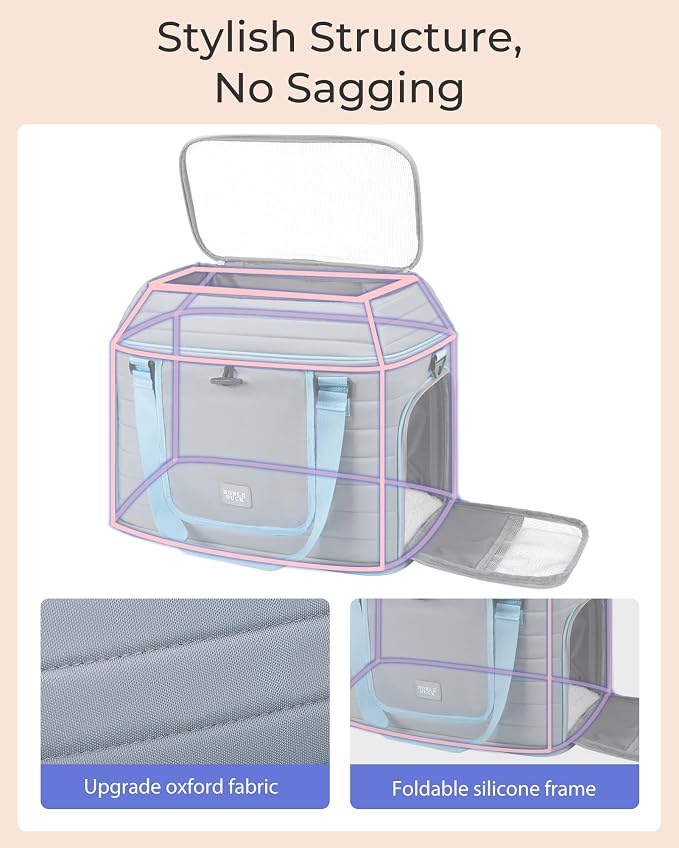 Top-Expandable Pet Carrier: NOBLE DUCK Airline Approved Pet Travel Bag for Cats/Dogs Up to 20 Lbs | Soft-Sided, Multi-Sided Breathable with Anti-Escape Zipper & Privacy Curtain to Reduce Stress
