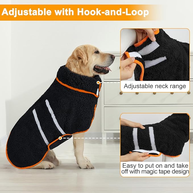 Dog Bathrobe Super Absorbent Dog Towels Large Quick Drying Robes for After Bath Soft Adjustable Warm Keeping Dogs Towel(S-XXL)