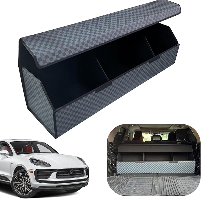 Car Trunk Organizer for For Porsche - Custom Fit,Easy Installation，Large Space Outdoor Trunk Organizer with Leather,Hook and Loop Fastener,4-Layer Cover,For Porsche 2015-2025
