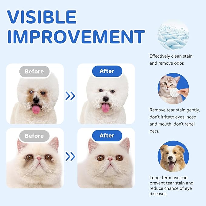 Opdent 150Pcs Eyes Wipes for Dogs - Tear Stain Remover for Dogs - Dog Eye Cleaner, Eye Debris, Discharge, Mucus Secretions - Eye Wipes for Dogs & cat Eye Wipes (3.2 Extra Large)