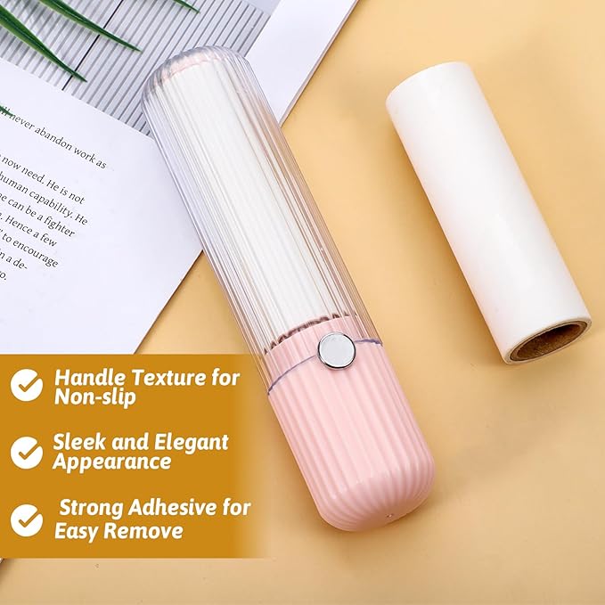 1 Pack Mini Lint Roller with 150 Sticky Sheets Refillable Compact Pocket Lint Remover for Travel Portable Pet Hair Remover for Clothes Hair Pickup Rollers(1 Handle+5 Roller Refills)
