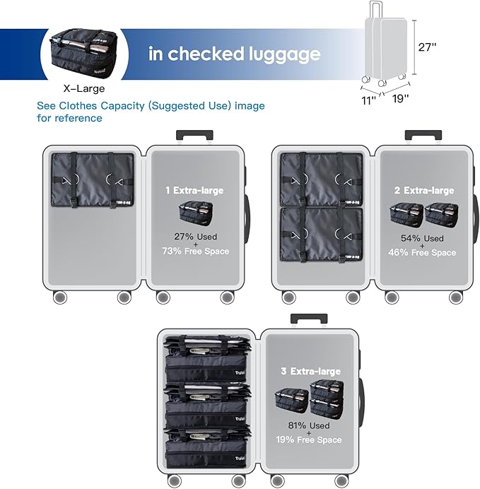 Stow-N-Go Hanging Travel Shelves, Packing Organizer for Luggage. Carry on Closet for Suitcase. Expandable Packing Cube. Travel Essentials. (Black - XL, XL = (L) 17.7" x (W) 11.8")