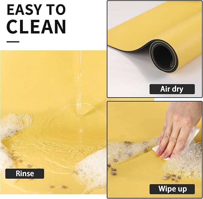 HotLive Dog Food Mat - Absorbent Cat Mat for Food and Water, No Stains Pet Feeding Bowl Mat, Easy to Clean Pet Placemats, Quick Dry Dog Water Dispenser Mat for Messy Drinkers | Paw Yellow 24"x36"