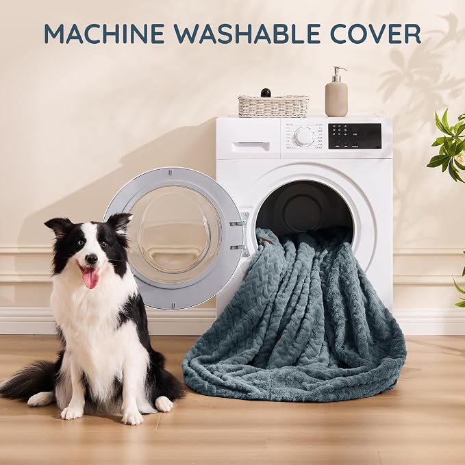 ChiXnuggle Faux Fur Washable Human Dog Bed Cover（Only Human Dog Bed） | 72*40*10,removable replace cover,soft fur,non-slip bottom,bluish grey