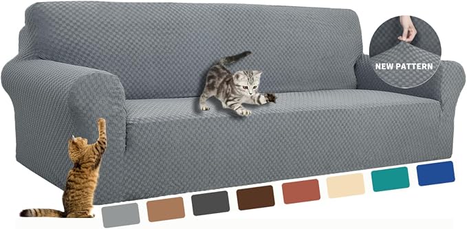 YEMYHOM Couch Cover Latest Jacquard Design High Stretch Extra Large Sofa Covers Pet Dog Cat Proof Oversized Slipcover Non Slip Magic Elastic Furniture Protector (XL Sofa, Light Gray)