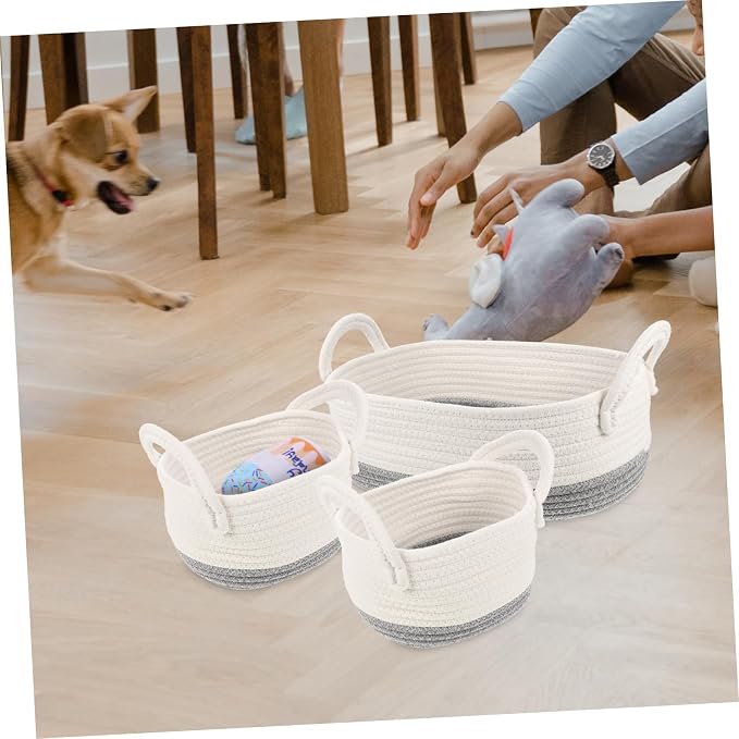 Cotton Rope Storage Basket Dog Toy Organizer Multi-purpose Basket for Home Dorm Shop