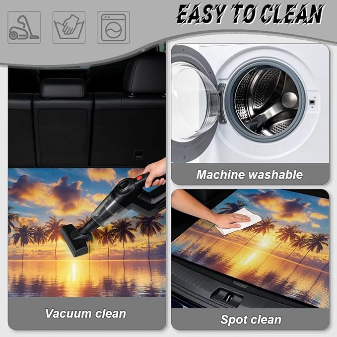 Howilath All Weather Car Trunk Liner Cargo Mat for SUV Sedan Truck, Non-Slip Tropical Sunset Palm Beach Rear Trunk Protector, Ideal for Daily Commute & Weekend Adventure