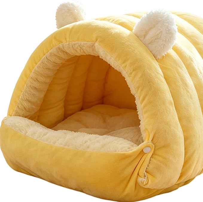 Cat Bed Cave Covered Washable Dome House with Zipper | Enclosed Dog Bed for Kittens Puppies Pets Indoor Winter Home Living Room Bedroom Kitchen Sofa Dorm Travel