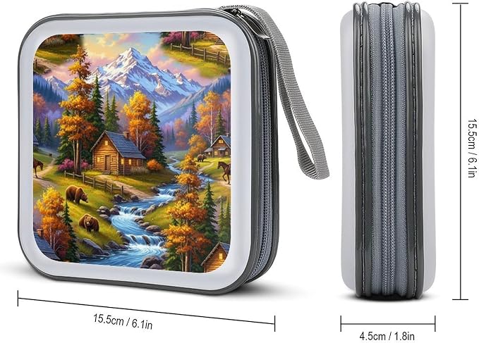Protective 40-Capacity CD Organizer Bears, Hard Case Storage Binder with Zipper, Portable Wallet for Car Home Office