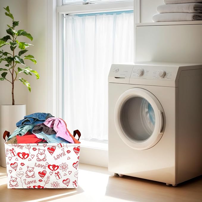 Valentine's Day Basket Gift for Empty Cute Heart Large Storage Bin for Kid and Baby Room Décor (Bear Love)