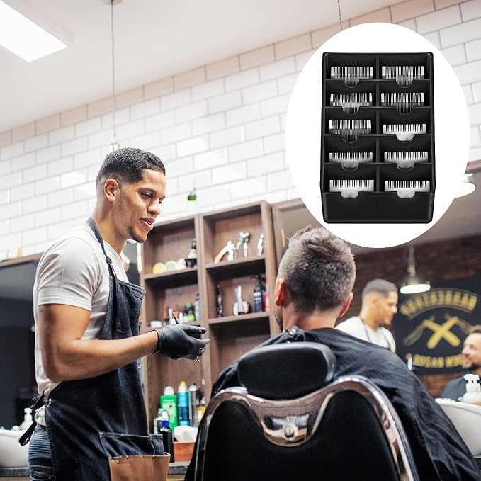 1 Pack Black Clipper Blade Holder 10 Slot Clipper Razor Blade Rack Storage Tray Caddy Grooming and Barber Holder Organizer Case and Stylist Station Accessories