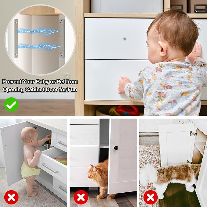 Jiayi Cabinet Door Magnets Stick On, 2 Pack 30 LB Heavy Duty Ultra Thin Invisible Cabinet Magnets, Door Magnetic Catch No Screw Drawer Magnet Inserts for Wardrobe Cupboard Sliding Doors Stay Closed