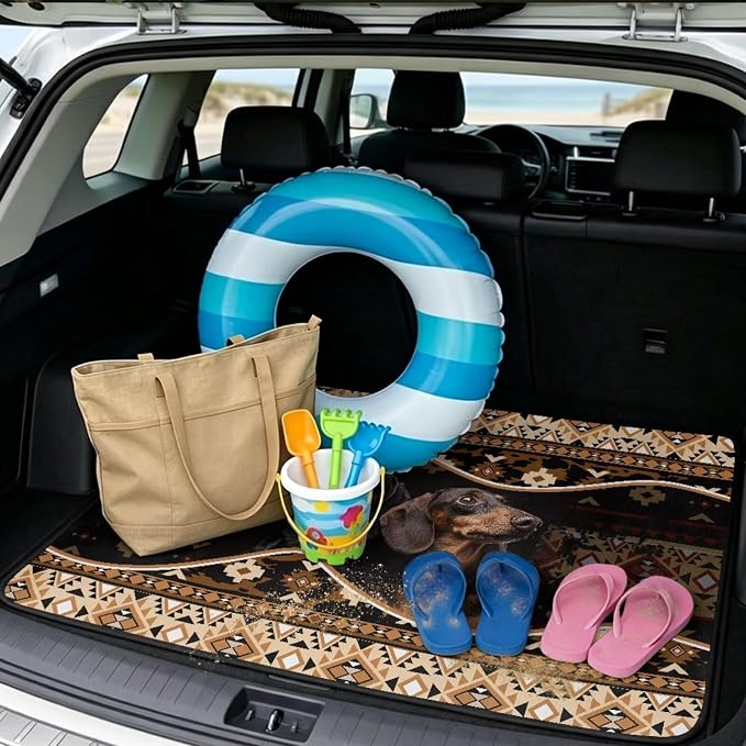 Howilath Southwest Aztec Dachshund Car Trunk Mat for SUV Car Cargo Liner Non-Slip Cargo Mat Universal Vehicle Interior Protection 29"x39"