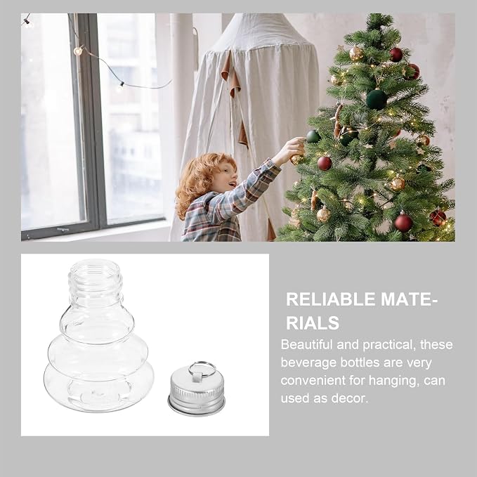 MAGICLULU 10pcs Christmas Tree Shaped Drink Containers Refillable Pet Juice Bottles for Candy Storage Festive Ornaments with for Holiday Decorations