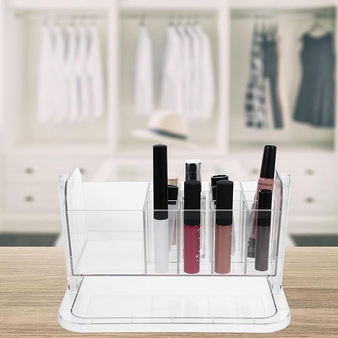 Beaupretty Rotating Makeup Brush Holder and Storage Organizer, Pet Desktop Cosmetic Brush Caddy for Vanity, Multifunctional Rotatable Makeup Tool Storage for Home and Travel