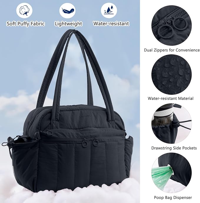 Dog Travel Bag for Supplies, Airline Approved Pet Travel Organizer with 2 Food Containers & Collapsible Bowls, Large Capacity Dogs Tote Bag for Weekend, Stylish Dog Mom Gift for Pet Lovers