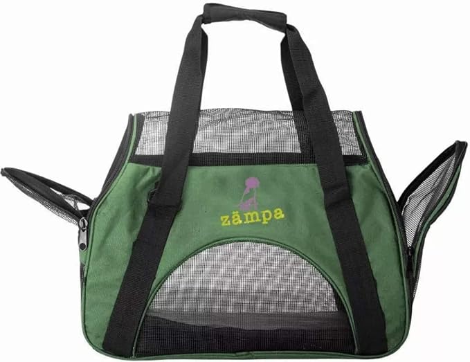 Airline Approved Soft Sided Pet Carrier by Zampa, Low Profile Travel Tote, Removable pad, Premium Zippers & Under Seat Compatibility, for Cats and Small Dogs (Medium) (Black)