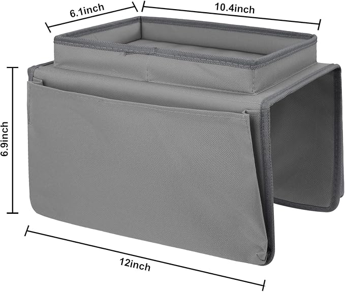 Sofa Armrest Organizer with Cup Holder Tray Chair Arm TV Remote Holder for Recliner Couch Armchair Caddy Bedside Storage Pockets Bag for Cellphone Tablet Book Magazines Drinks Holder Pouch