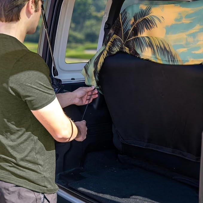 Renewold Rear Seat Towel Cover for Car Backseat Cover for Dogs in Car Back Bench Seat Towel Automotive Interior Accessories Coconut Tree Blanket Pads for Running Travel Workout Camping