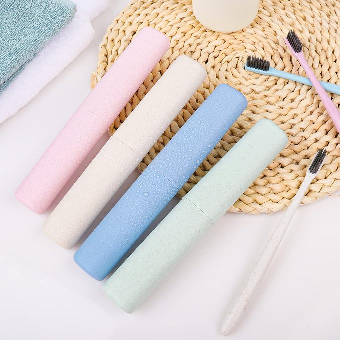 Hooqict 4 Pack Travel Toothbrush Case Portable Travel Toothbrush Holder Plastic Toothbrush Container Protector Cover Case for Traveling, Bathroom, Camping, Home, School, Business