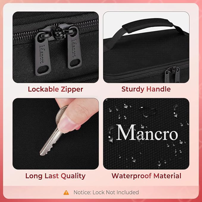 Mancro Dual Layers Medicine Organizer Bag with Lockable Zipper | Pill Bottle Organizer Storage, Medicine Travel Bag for Pill, Vitamin, Medical Supplies for Home Storage, College Medicine Kit