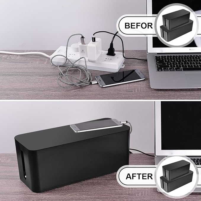 Tuwechen Cable Management Box, 2 Pack Cable Organizer for Surge Protector