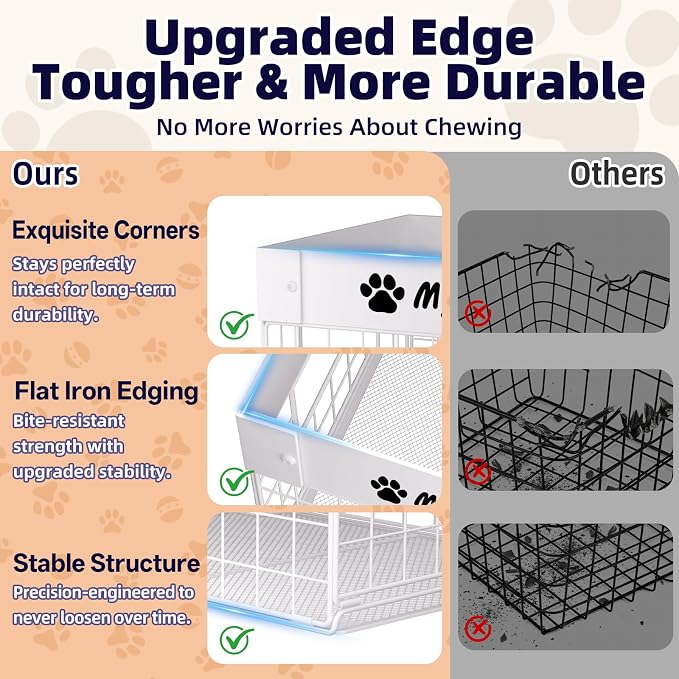Kaiferty Indestructible X-Large Dog Toy basket, Chew-Proof Medium Toy Bin, Pet Toy Bin Dog Metal Basket for Toys, Puppy Toy Storage Organizer Blankets, Toy Box for Living Room Area (White)