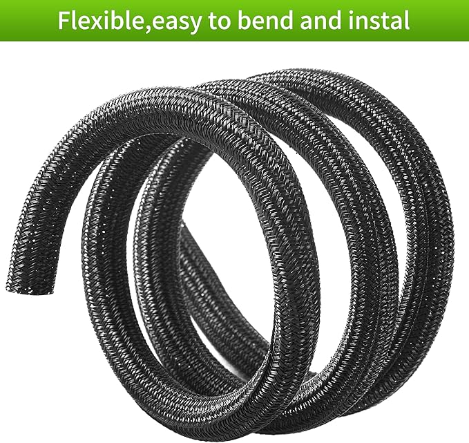 Split Wire Loom 1/4 Inch 100ft, Braided Cable Sleeve for Cable Management, Cord Protector for Pets, TV, Desk & Automotive, Black
