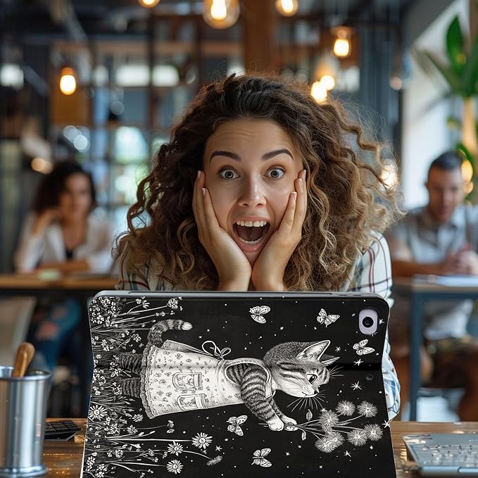 for Microsoft Surface Go 4/3/2/1-10.5" 2021 Tablet Case,Auto Wake/Sleep,Adjustable Stand Protective Cover - Cartoon Cat Dandelion