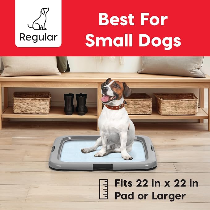 IRIS USA Pee Pad Holder, 2-Pack, Fits 22x22 Pads, Black/Gray, Made in USA | Dog Training Pad Holder, Holds Pads in Place, Leakproof Design, Secure Latches, Non-Skid Feet, Easy Clean Surface