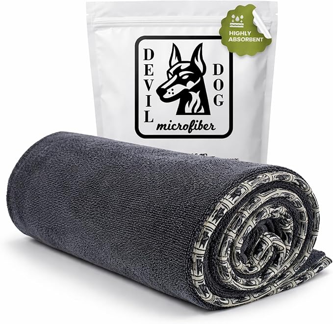 Premium Twisted Loop Drying Towels for Drying Dogs Small 16" x 24" Super Absorbent Microfiber Dog Bath Towel – Quick Dry, Soft – 1200 GSM Gray for Pets, Beach, Camping & Travel