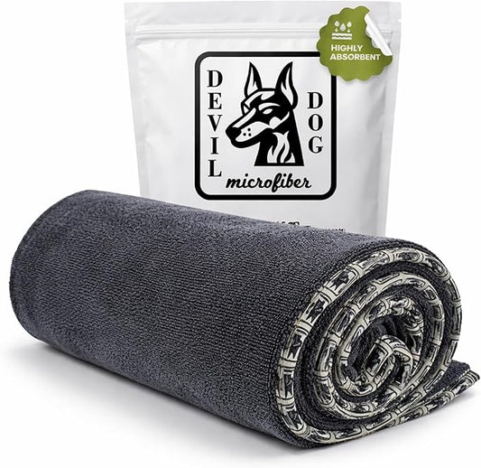 Premium Twisted Loop Drying Towels for Drying Dogs Small 16" x 24" Super Absorbent Microfiber Dog Bath Towel – Quick Dry, Soft – 1200 GSM Gray for Pets, Beach, Camping & Travel