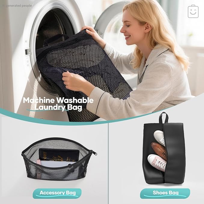 Veken 10 Set Compression Packing Cubes Garment Bags for Travel Essentials,Compressible Expandable Luggage Organizer Bags for Clothing,Space Saver Bags with Over 1000 pcs of Mesh Holes(Black)