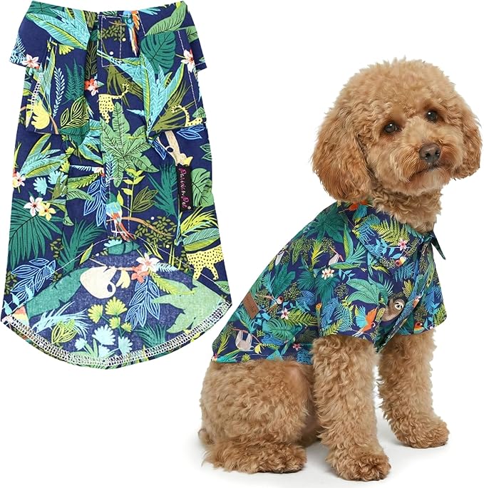 Parisian Pet Amazonia Dog Shirt - Cotton Clothes for Large Dogs - Stylish Tropical Dog Outfit - Lightweight and Soft Puppy Clothes - Trendy Tshirts for Dogs - Comfortable Summer Pet Apparel