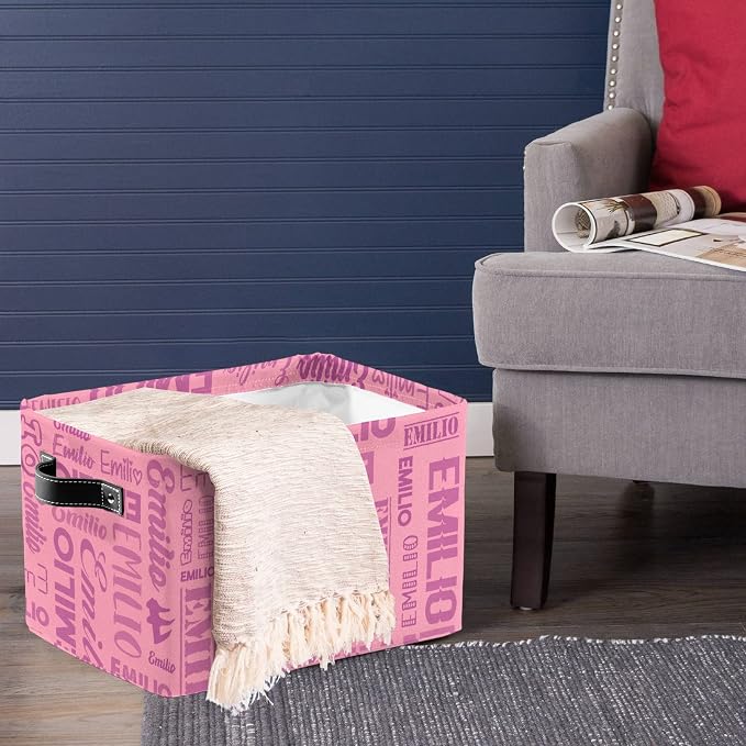 Personalized Toy Box Storage Bins for Boys Girls with Name, Kids Custom Storage Basket Cubes Organizer with Handles, Shelf Closet Storage Baskets Bin Customized Gift, 1 Pack