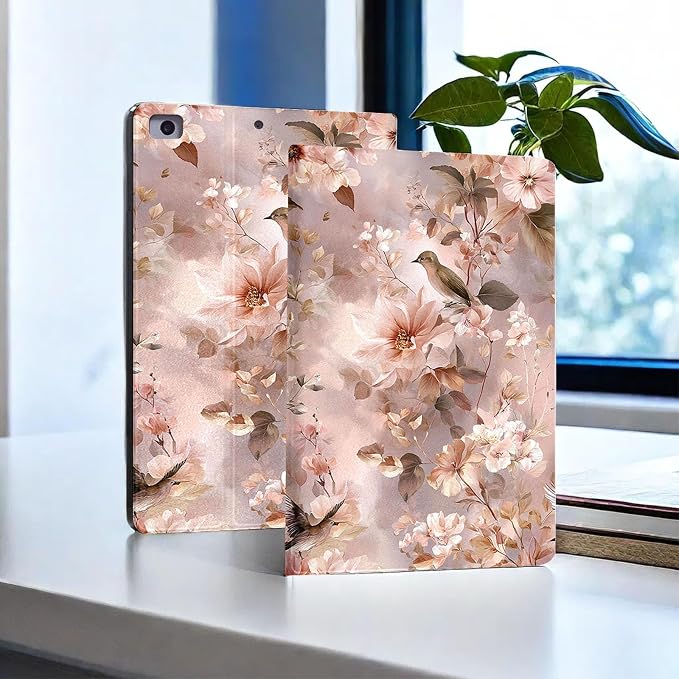 for Microsoft Surface Pro 8-13" 2021 Tablet Case,Auto Wake/Sleep,Adjustable Stand Protective Cover - Pink Flower Bird