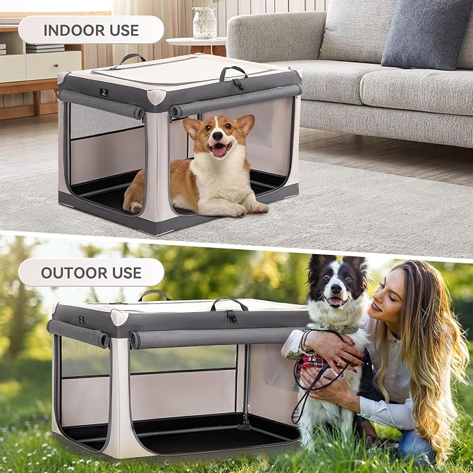 A 4 Pet 40-in XL Foldable Soft-Sided Dog Crate, Large Dogs | patented screw frame, Lockable zippers, waterproof base, washable cover, outdoor/indoor/car