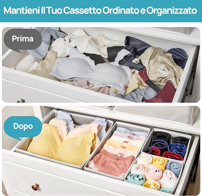 Vtopmart 12 Pack Baby Clothes Organizer, Dresser Drawer Organizer for Baby Clothing, Foldable Fabric Closet Drawer Storage Bins, Dresser Dividers for Bra, Socks, Ties, Scarf | Nursery Drawer Storage, Baby Clothing Organization, Foldable Fabric Bins, Dr...