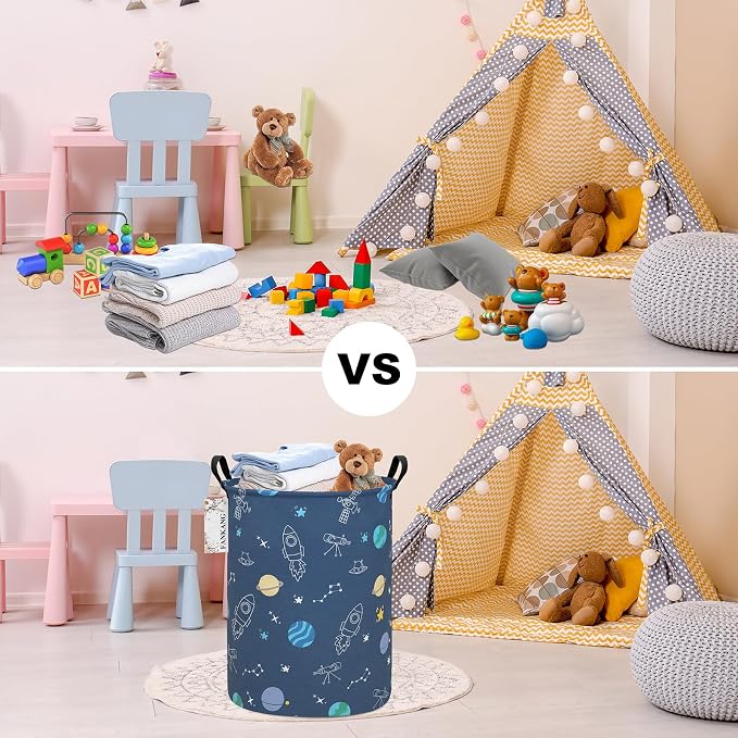 Storage Bin Foldable Nursery Organizer Basket Space | Foldable with Waterproof PE Coating Organizer Bin for Kids Boys and Girls,Office,Bedroom,Clothes