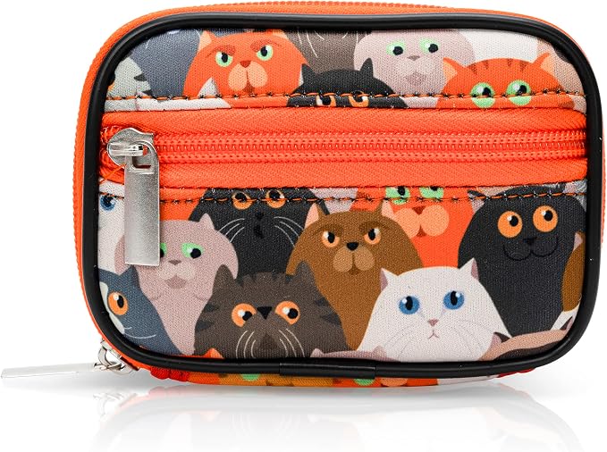 Made Easy Kit Pill Case - Weekly Medicine Organizer with Removable Seven-Day Vitamin & Supplement Box - Premium Neoprene for Travel Purse Accessory (Orange Cat)